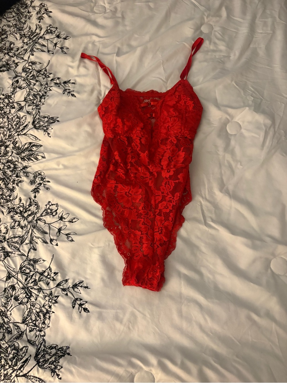 Red Lace Bodysuit Tank Top - Women's Lace Camisole